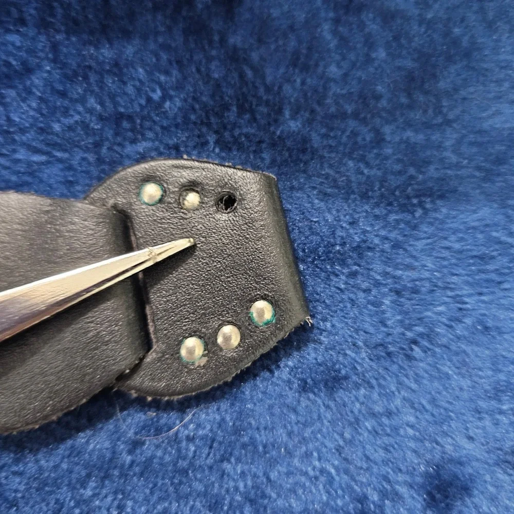 Leather Belt‎ Braided Studded Round Buckle Genuine Leather Black Women 44